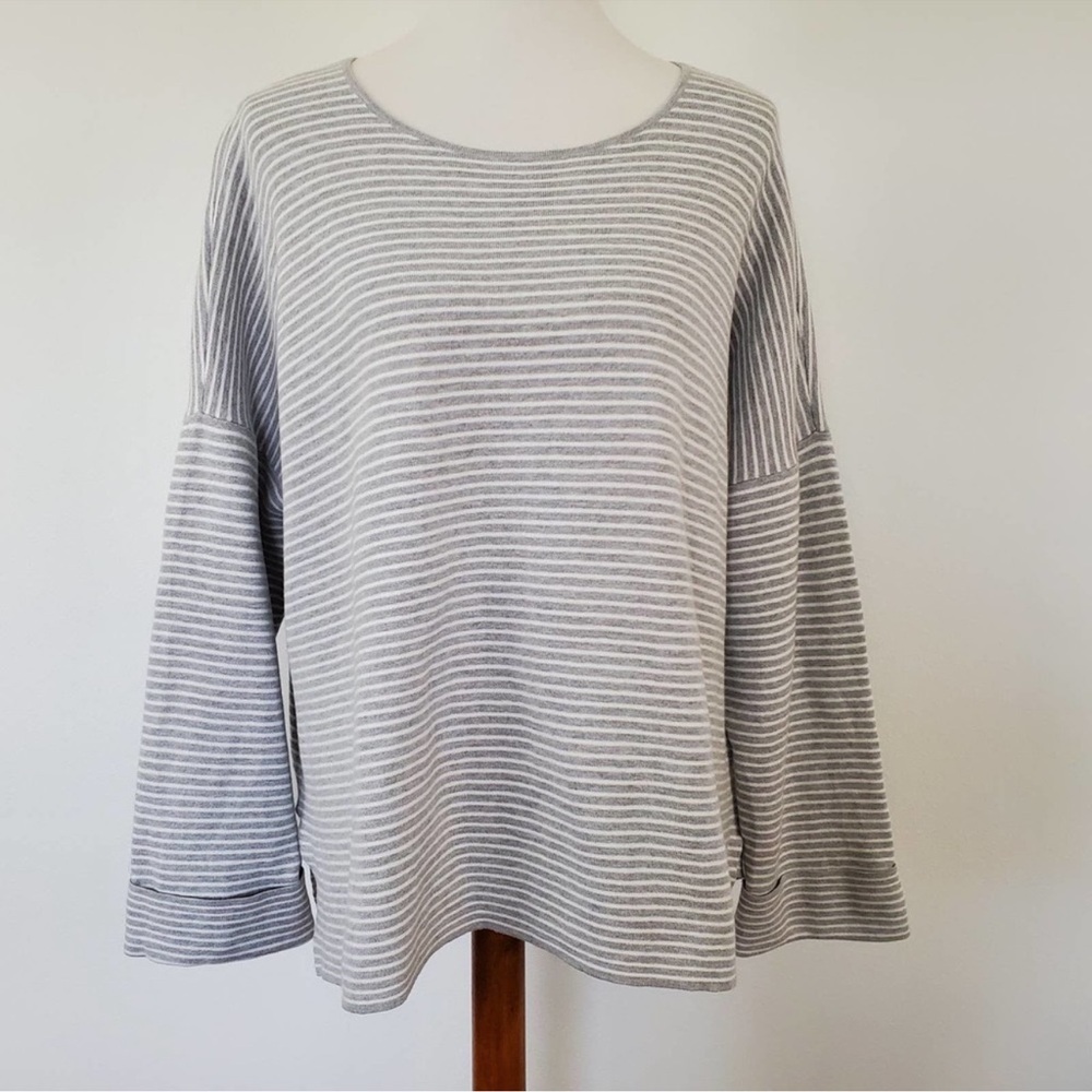 Eileen Fisher Striped Pullover Sweater
Womens XL Gray White / Thick material